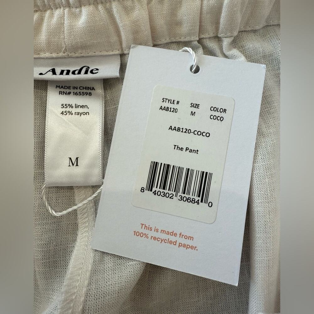 NWT Andie Swim Wide Leg Linen Blend Madeira Pants Coconut White Size Medium - Picture 6 of 11